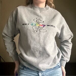 Vintage 90s Walt Disney World Rainbow Mickey Crewneck Sweatshirt Fits XS/S